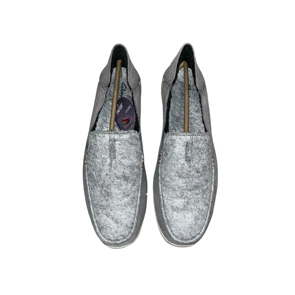 New Clarks Gorwin Step Loafer Men’s 11.5 Grey Suede Slip-On Comfort Shoes